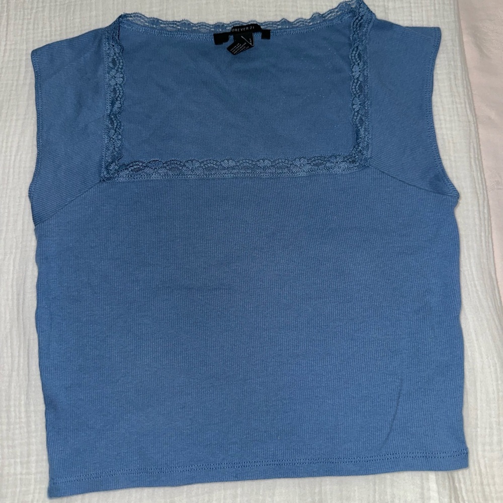 Forever 21 Blue Fitted Tank Top